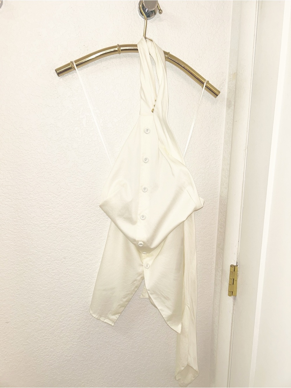 CULT GAIA The SKYE Lollipop Halter Neck Open Back Asymmetrical Top White SZ: X-S